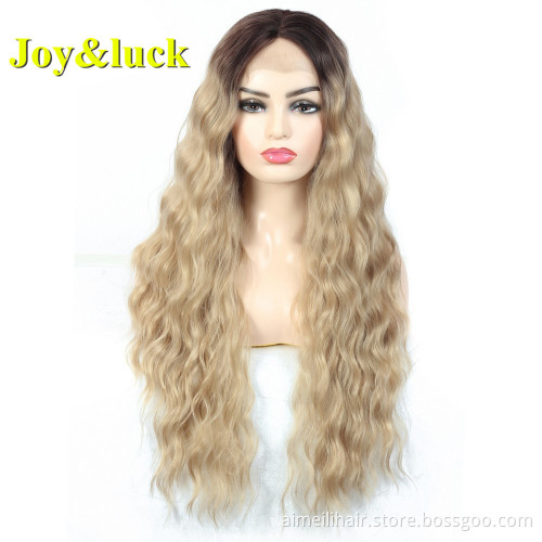 Wholesale Price Lacefront Wigs For Women High Temperature Fiber Party Long Free Part Natural Curl Grey Color Synthetic Hair Wig